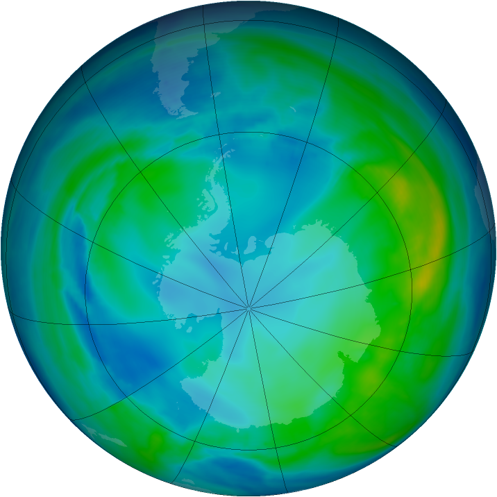 Antarctic ozone map for 08 May 2008
